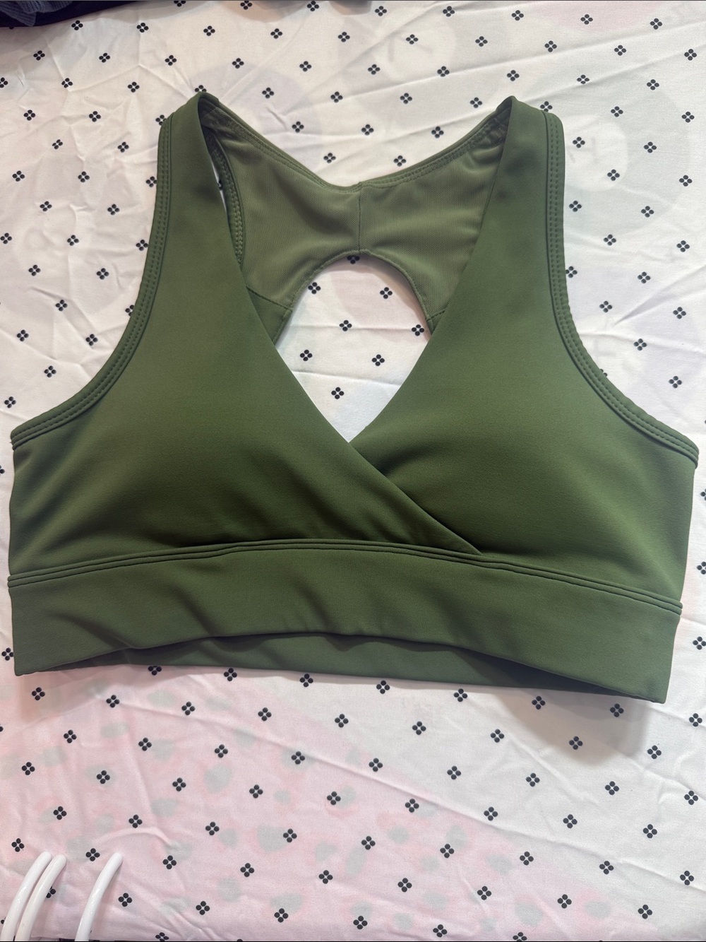 Olive Green Cross-Front Sports Bralette